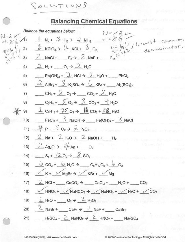 balancing chemical equation worksheet balancing equations 