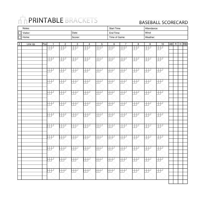30+ Printable Baseball Scoresheet / Scorecard Templates   Template Lab