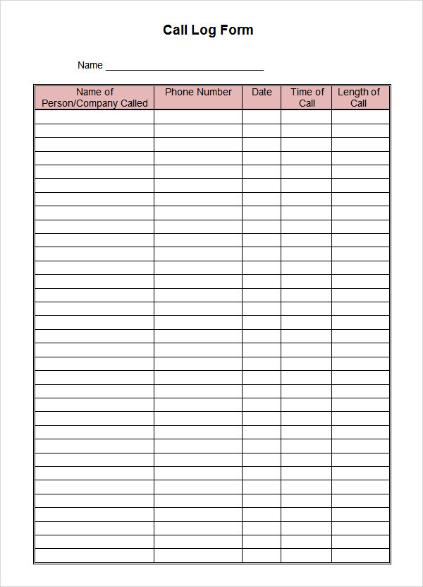 40+ Printable Call Log Templates in Microsoft Word and Excel