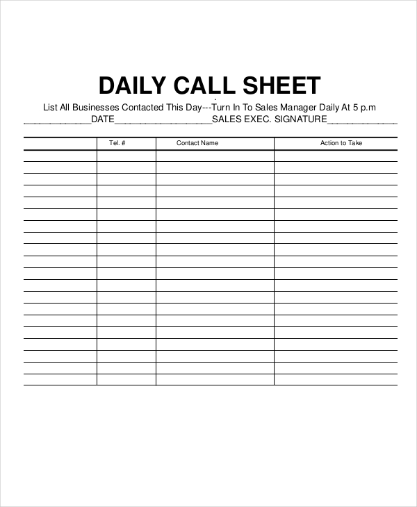 40+ Printable Call Log Templates in Microsoft Word and Excel