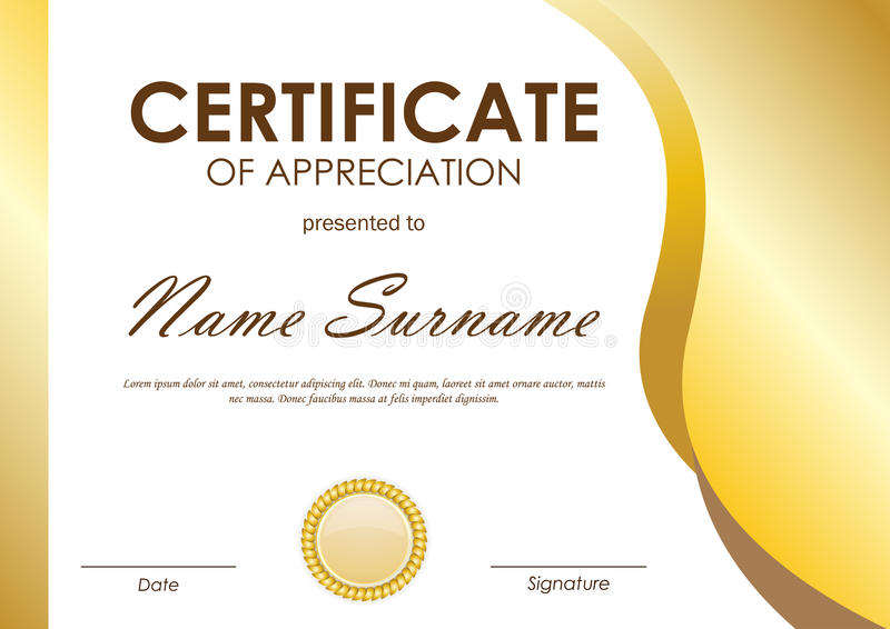 Certificate Of Appreciation Template Stock Vector   Illustration 