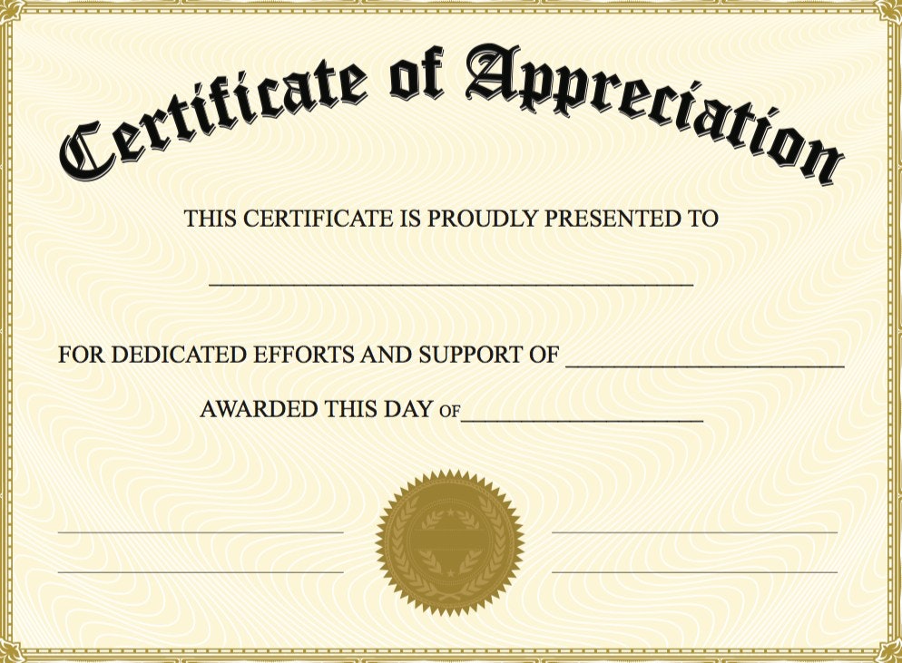 church certificate of appreciation template certification of 