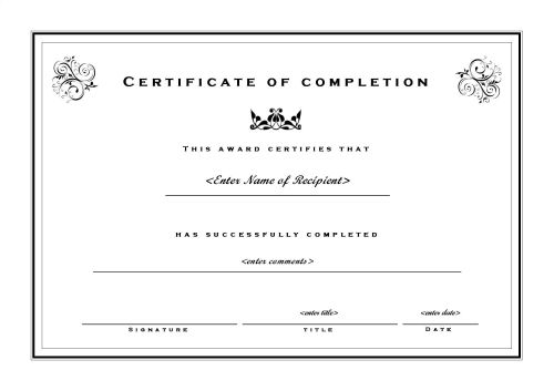 completion certificate template certificate of completion 002 free 