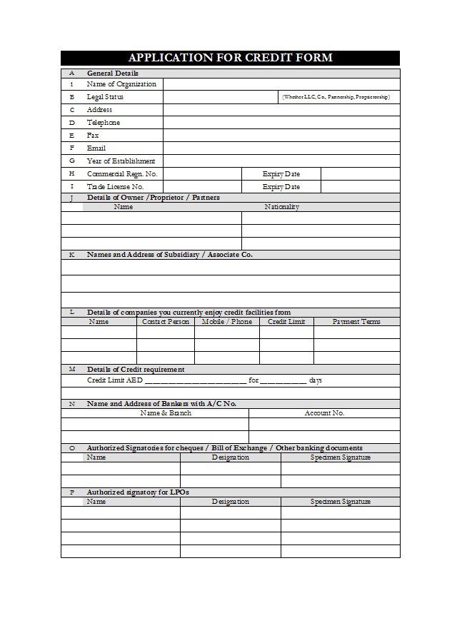 credit account form template 40 free credit application form 