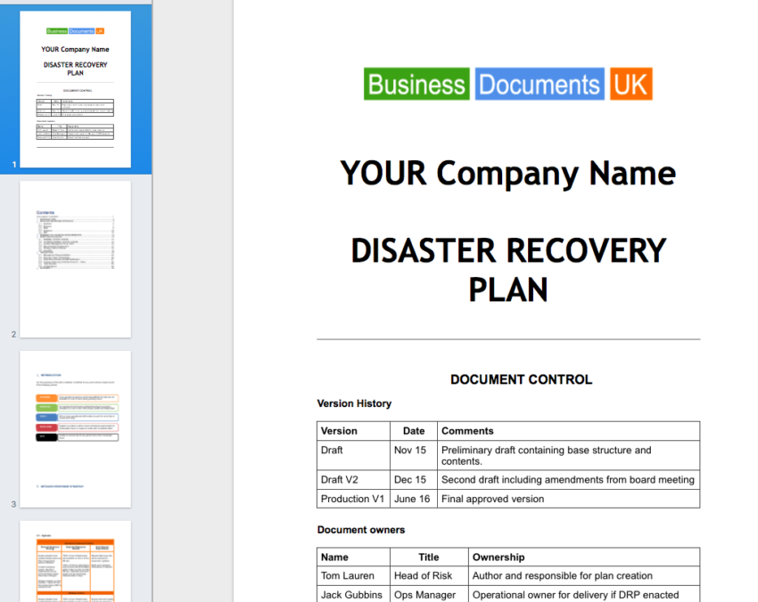 Disaster Recovery Plan Template Toolkit Bundle