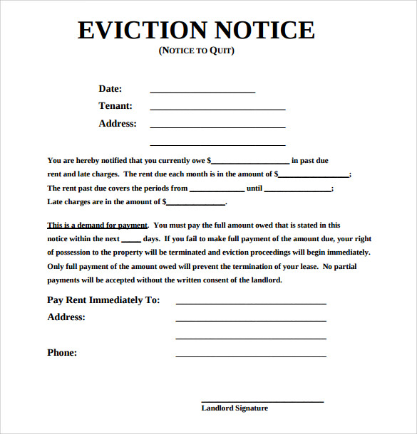 Printable Eviction Notice | Template Business For Landlord 