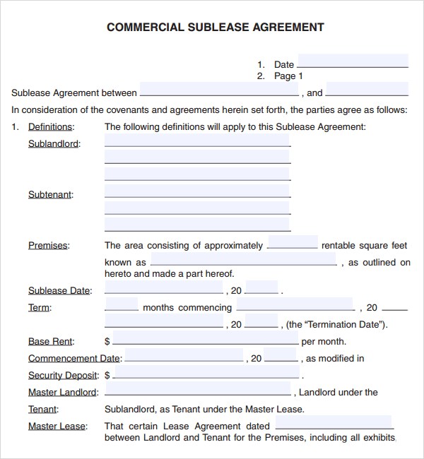 6 Free Commercial Lease Agreement Templates   Excel PDF Formats