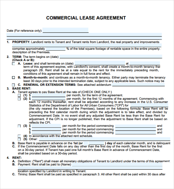 free commercial lease agreement template download best photos of 