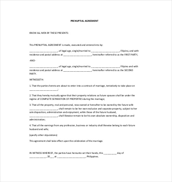 Free Printable Prenuptial Agreement Form | freepsychiclovereadings.com