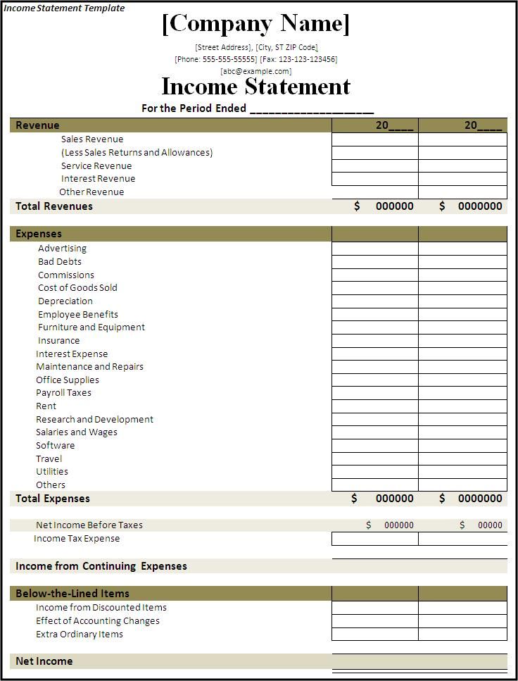 Income Statement Template | my | Pinterest | Statement template 