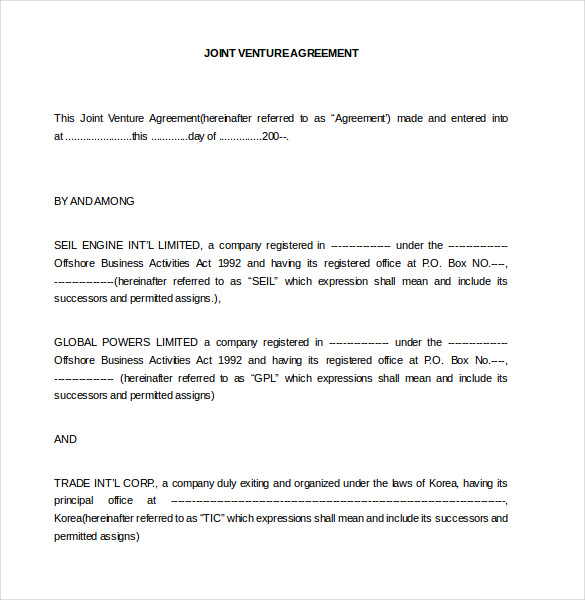 joint venture agreement template word joint venture agreement 