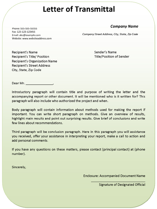 Letter of Transmittal   40+ Great Examples & Templates   Template Lab