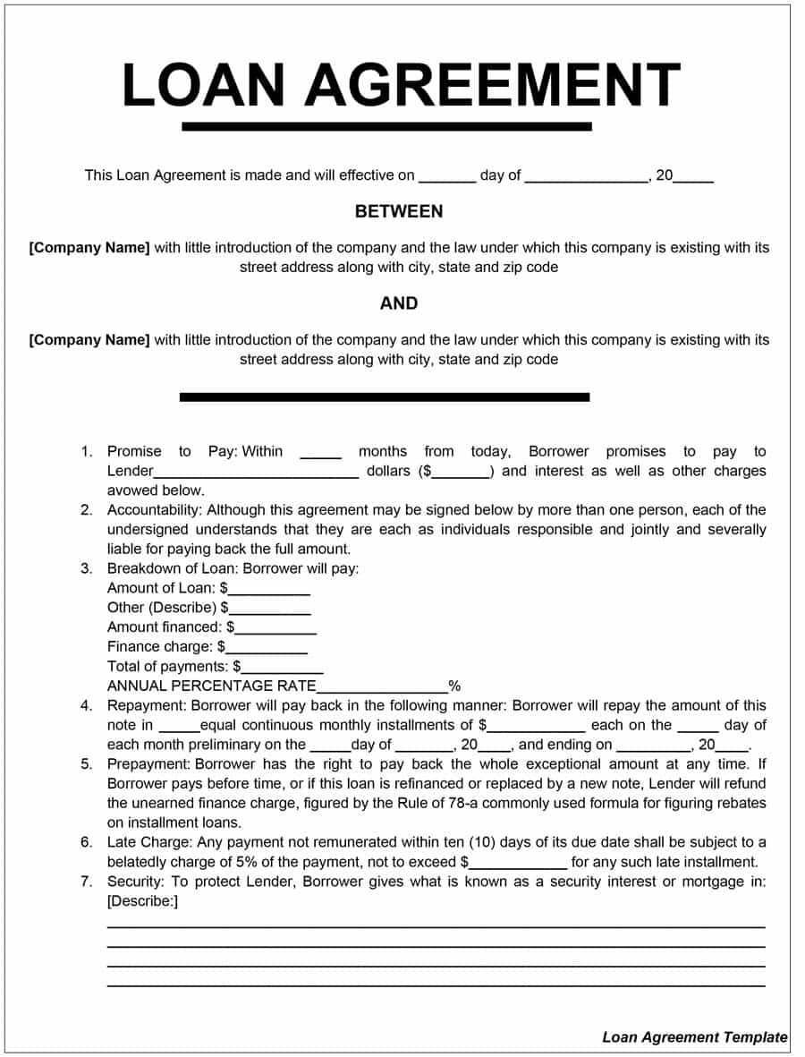 personal family loan agreement template loan agreement template 