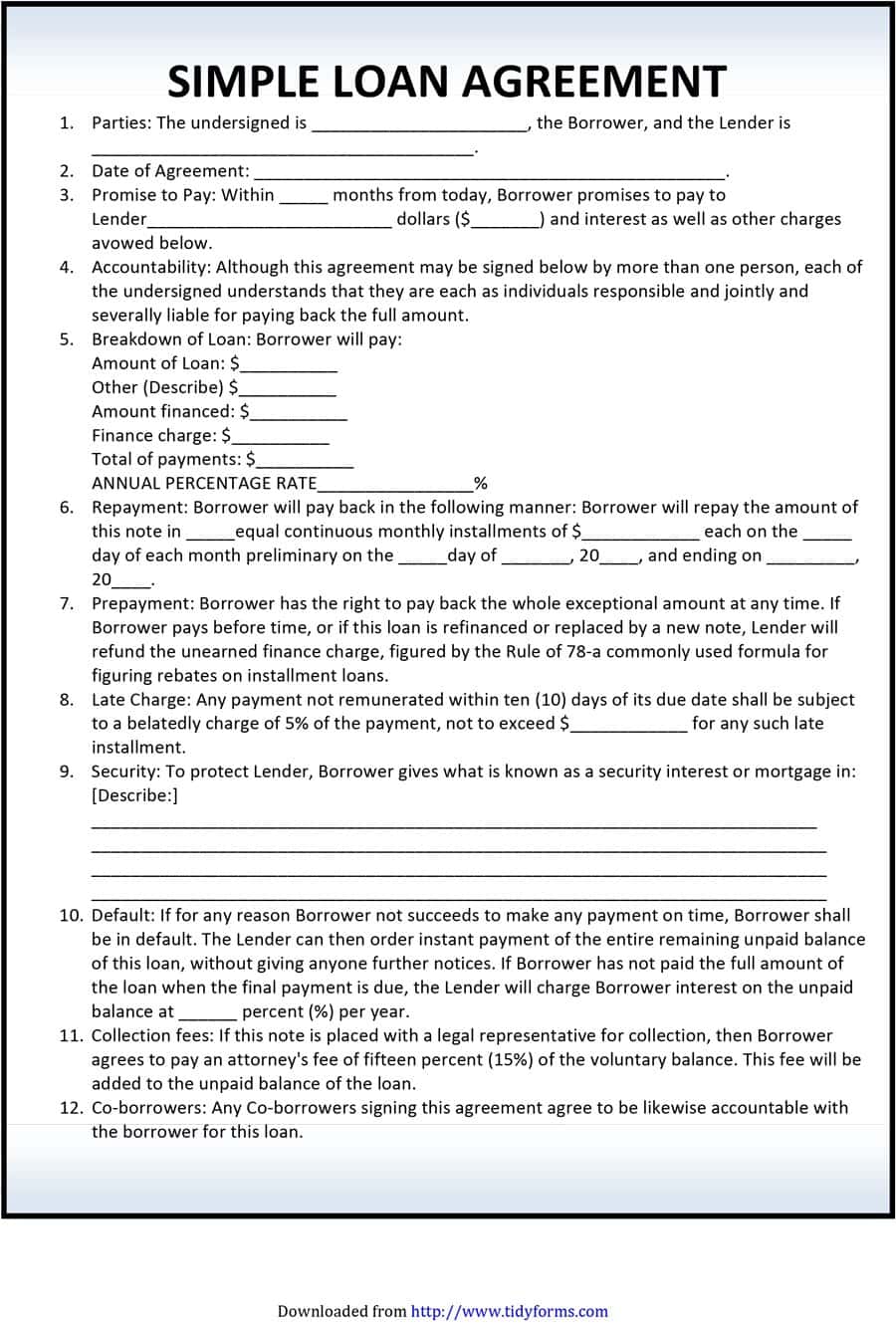 Free personal loan agreement form template   $1000 Approved in 2 