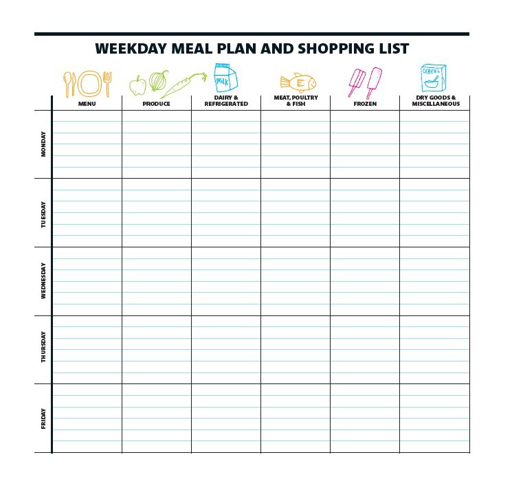 Meal Planner Template Weekly Menu Planner