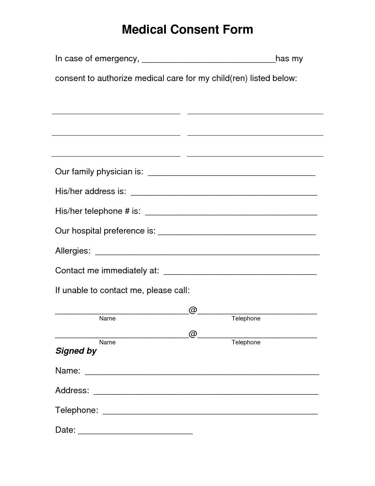 Medical Release Forms. Medical Consent Form Free Medical Release 