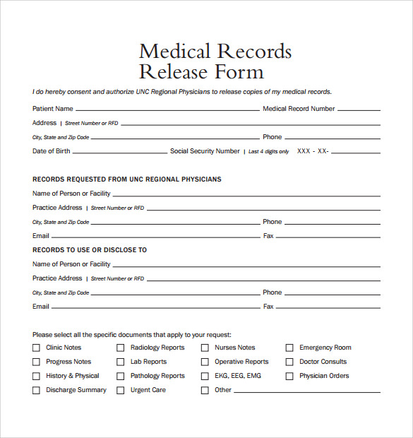 medical release form templates   Roho.4senses.co