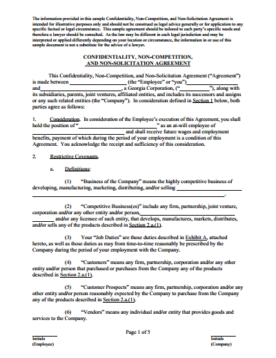 Non Compete Agreement   Free Download, Create, Edit, Fill and 