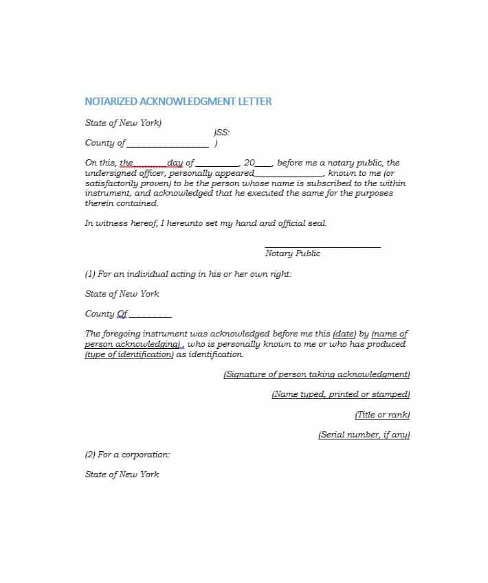 30+ Professional Notarized Letter Templates   Template Lab