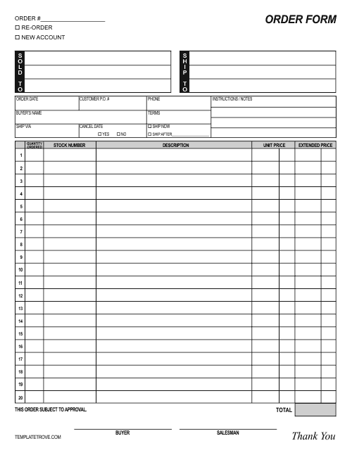 order form template blank order form templates 44 word excel pdf 