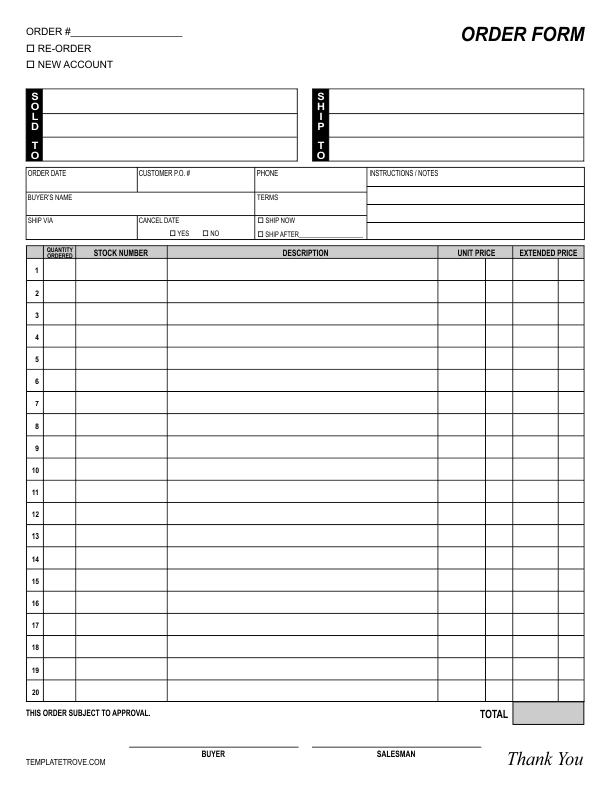 44+ Blank Order Form Templates   PDF, DOC, Excel | Free & Premium 
