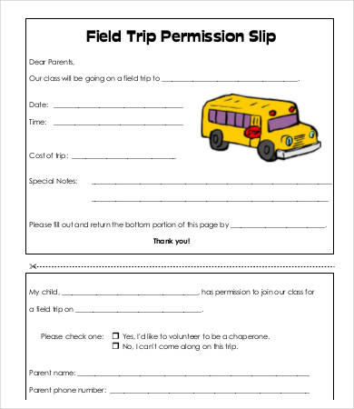 Permission Slip Templates   9+ Free Word, PDF Documents Download 