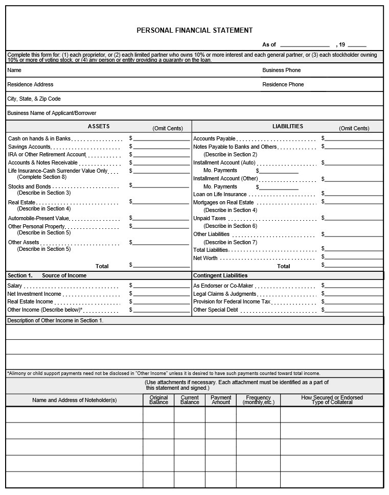 personal financial statement template 40 personal financial 