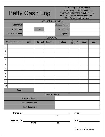 8 Petty Cash Log Templates to Download | Sample Templates
