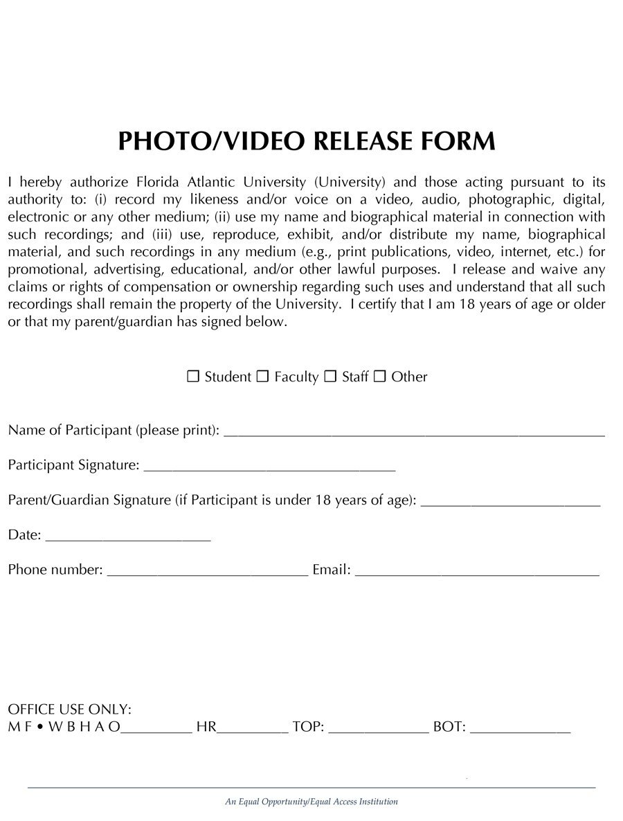 53 FREE Photo Release Form Templates [Word, PDF] Template Lab