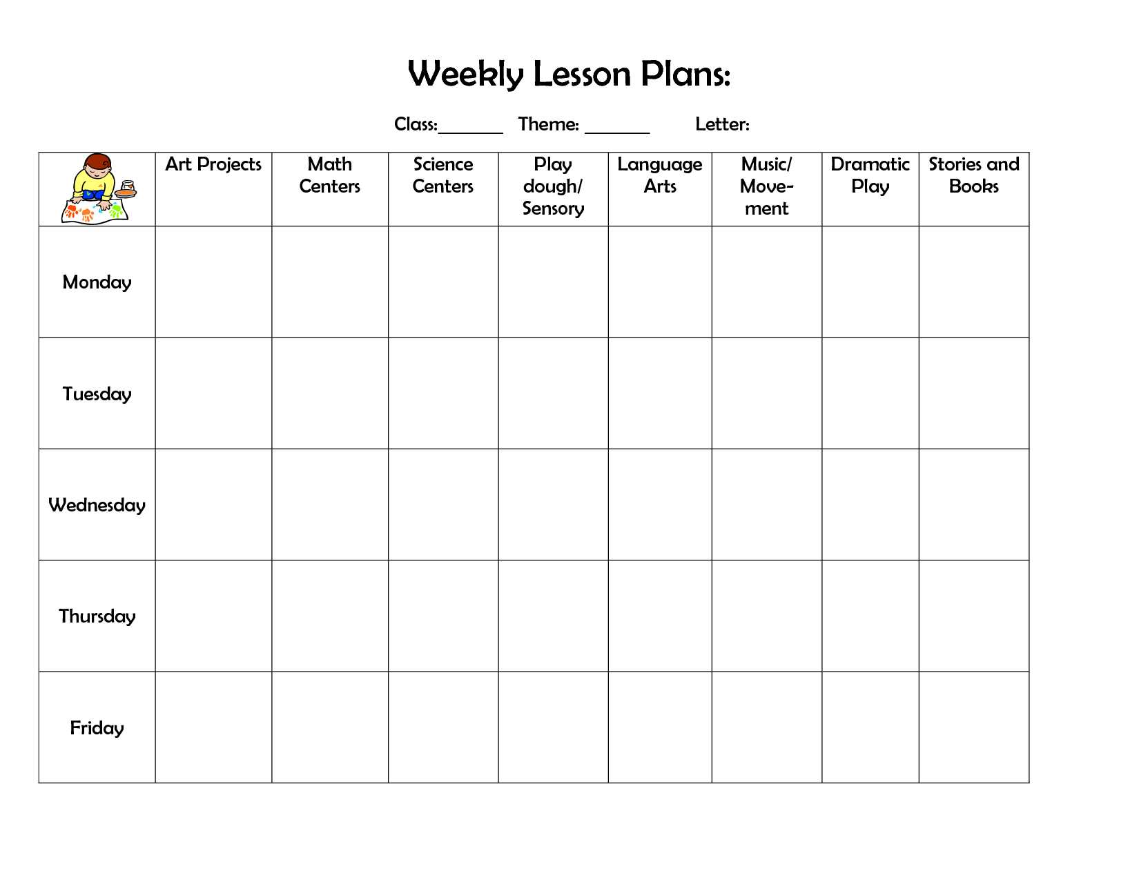 preschool weekly lesson plan template   Roho.4senses.co