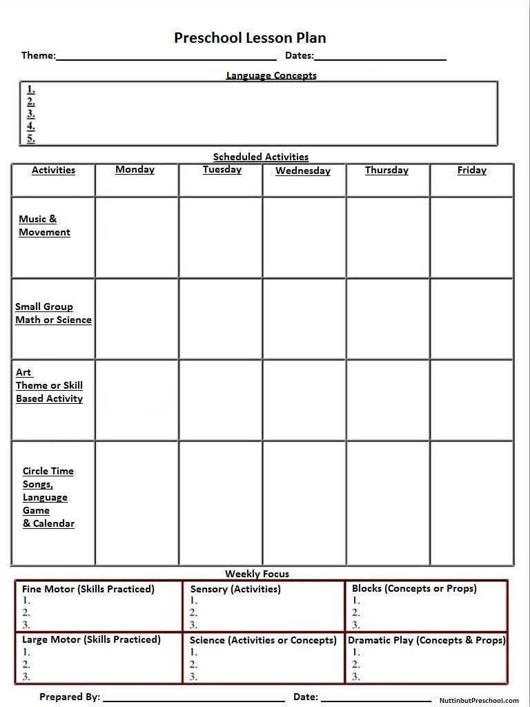 Easy (and free) Preschool Lesson Plan Template — Lovely Commotion