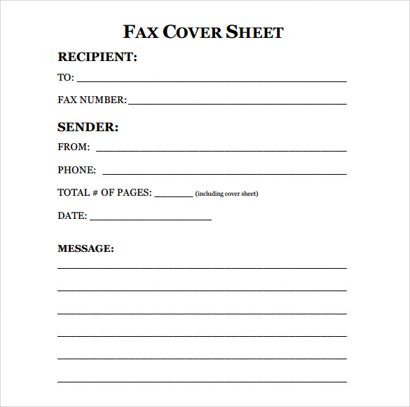 Blank Fax Cover Sheet   Printable PDF
