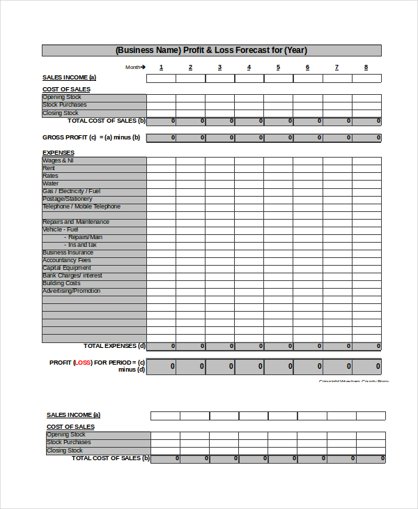 Excel Profit And Loss Template 7 Free Excel Documents Download 