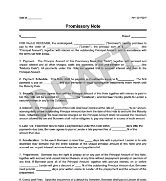 Promissory Note Form | Free Promissory Note (US) | LawDepot