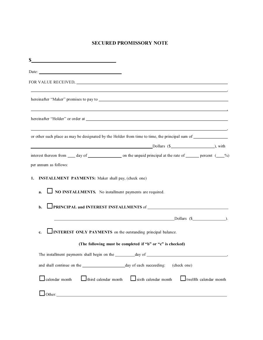 Promissory Note Template   Free Fillable PDF Forms | Free Fillable 