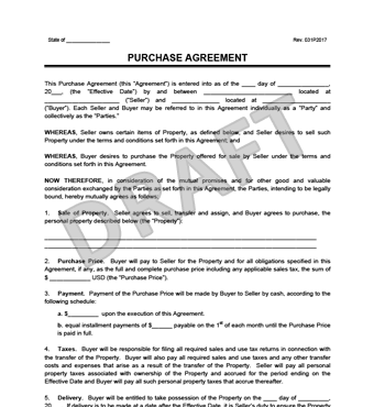 Purchase Agreement Template | Create a Free Purchase Agreement