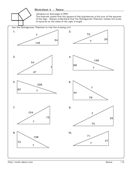 Pythagorean worksheet 1