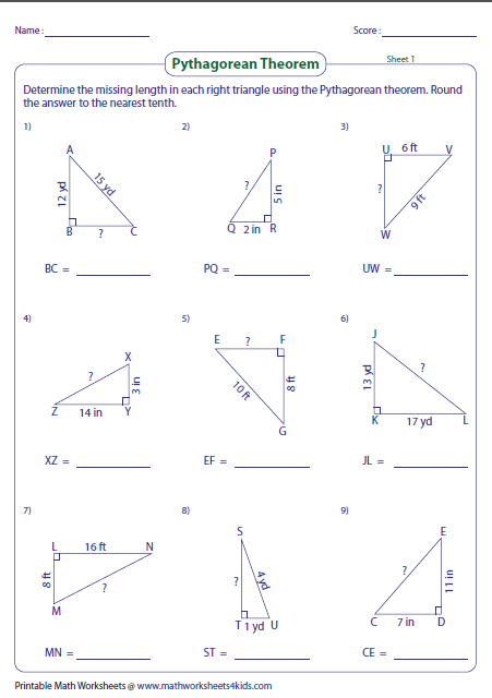 pythagorean theorem worksheet pythagorean theorem worksheet 