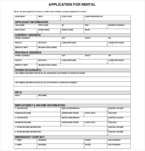 13 Rental Application Templates Free Sample Example Format 