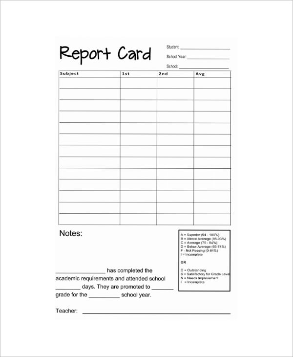 Card Template. Homeschool Report Card Template   Card Template Ideas