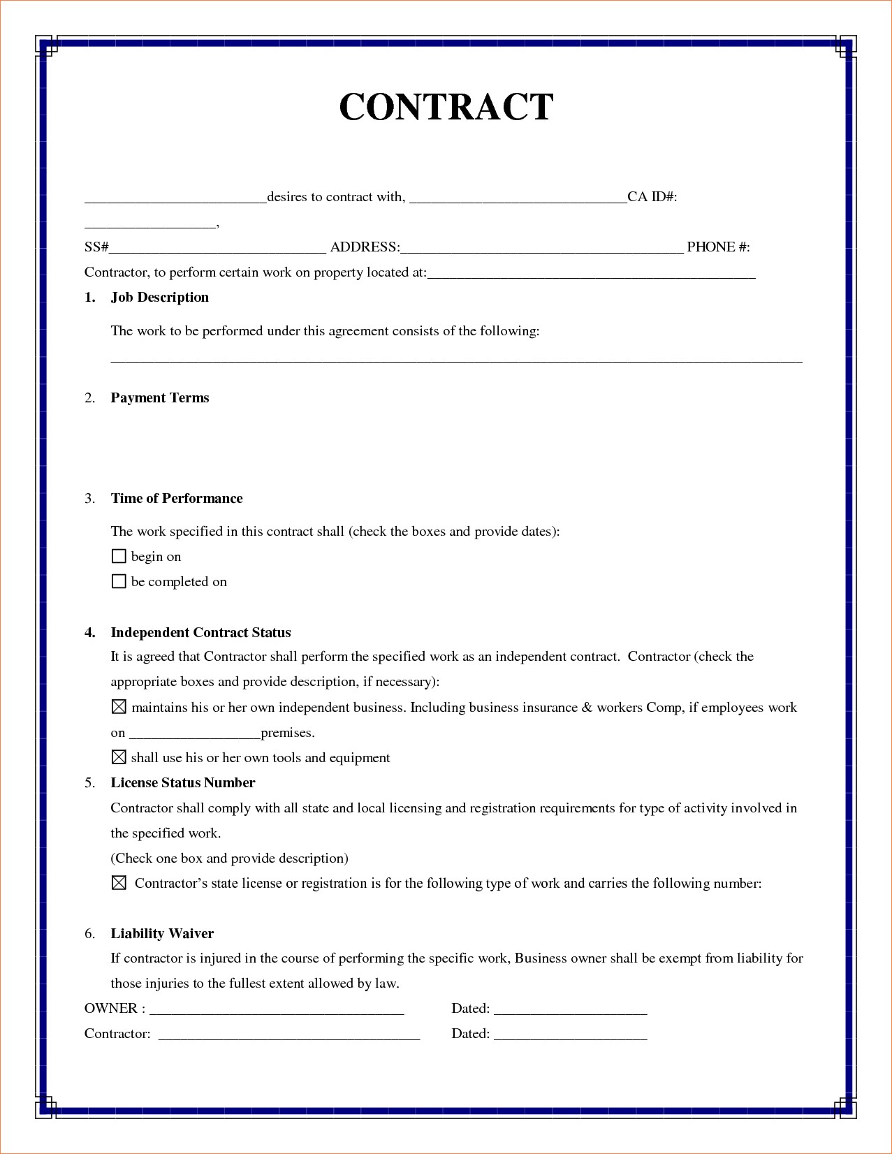 Simple Work Contract Agreement New 5 Simple Contractor 