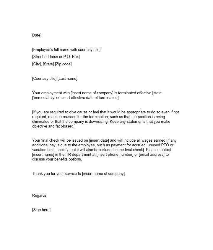 Termination Letter for Fighting at Workplace | Word & Excel Templates