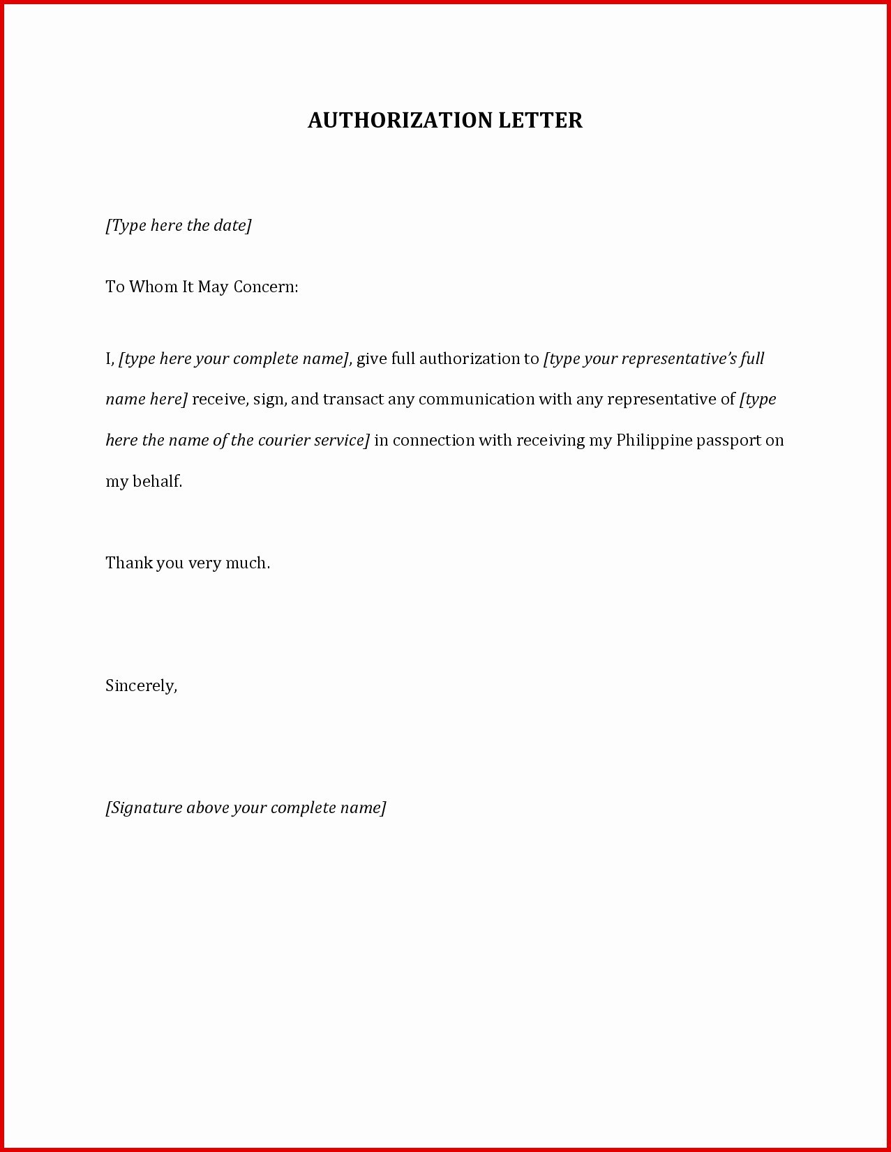 Authorization Letter Format For Attestation New A On Authorization 