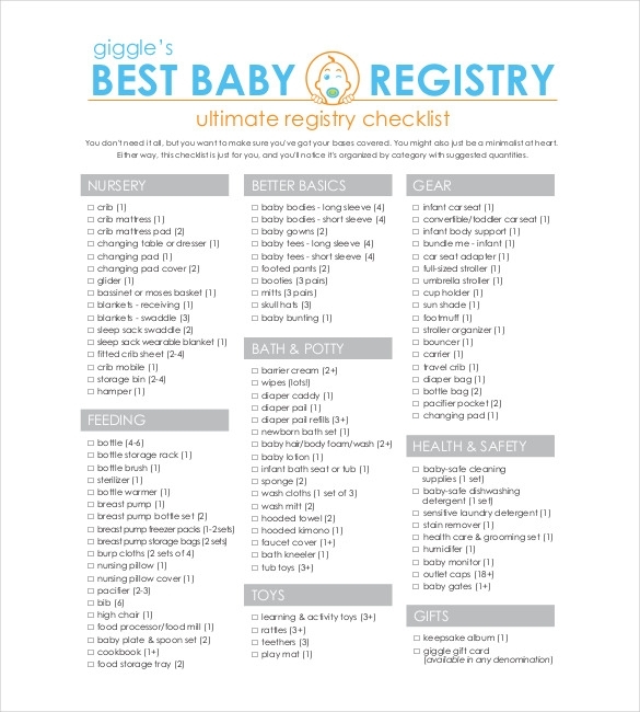 8+ Baby Registry Checklist Samples | Sample Templates