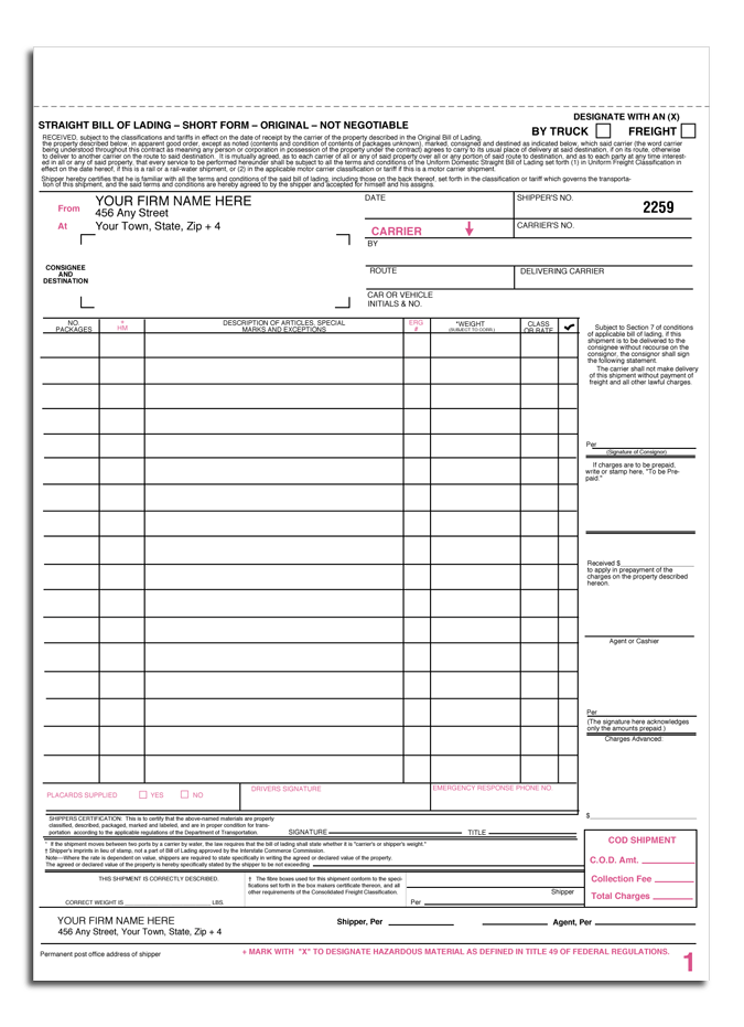 bill of laden form   Ecza.solinf.co