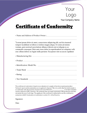 certificate of conformity template certificate of conformity 