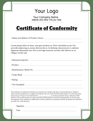 Certificate of Conformity Templates | PageProdigy – Print for $1