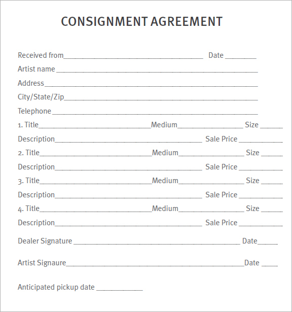 consignment agreement template free download consignment agreement 
