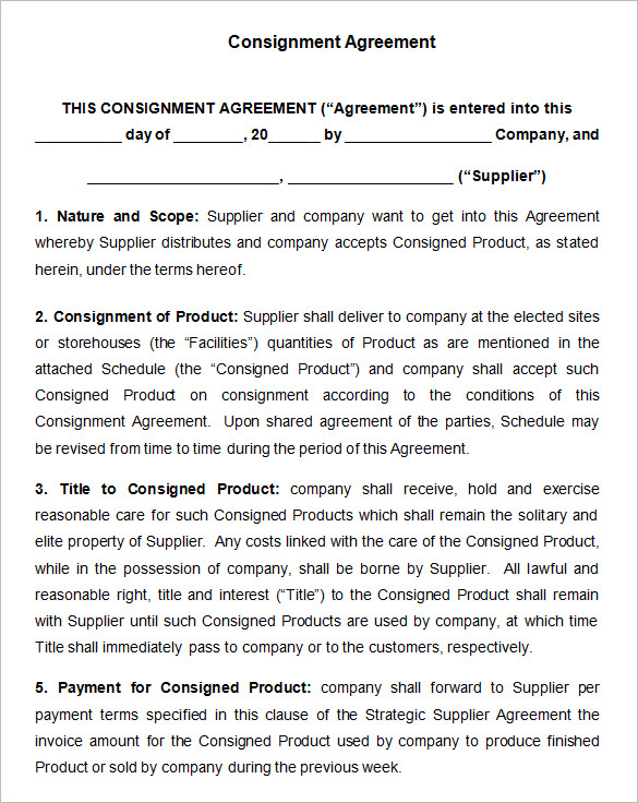 free consignment agreement template consignment contract template 