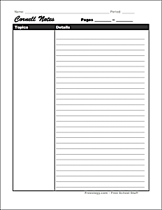 Printable Cornell Notes Template New Cornell Note Taking Template 